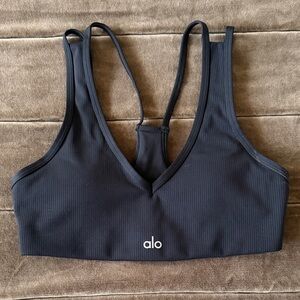 ALO Yoga Dark Ribbed Sports Bra